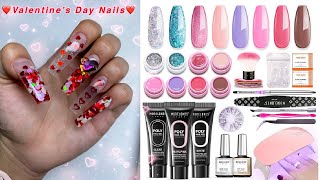 ❤️VALENTINE’S DAY NAILS❤️ MODELONES ALL IN 1 POLYGEL KIT! GREAT FOR BEGINNERS | Nail Tutorial