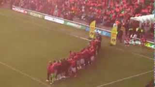 Red Devils delivering match ball at Charlton's Promotion Party