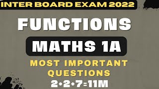 JR INTER |MATHS 1A|FUNCTIONS|IPE 2022|MOST IMPORTANT QUESTIONS|AP&TS