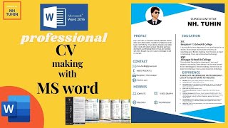 Good Looking Blue Resume Design Tutorial in Microsoft Word (Silent Version 2021).CV Designing 2021