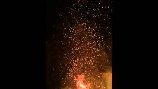 Flying embers in slow motion