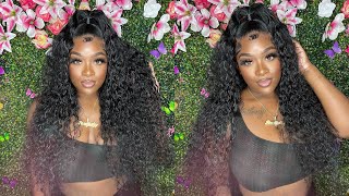 How to slay your own lace 😍| Deep wave wig install with ponytail 😍😍| Hermosa Hair