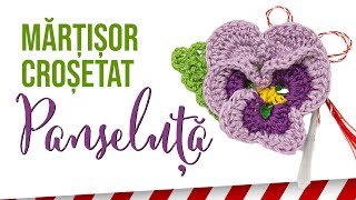 Mărțișor panseluță croșetat | Tutorial broșă croșetată începători