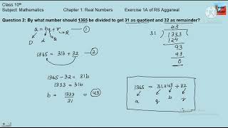 By what number should 1365 divided to get 31 as quotient and 32 as remainder? Class 10th Maths