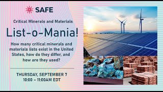 Critical Minerals and Materials: List-o-Mania | September 7, 2023