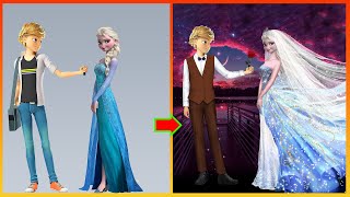 Elsa Frozen And Miraculous Adrien Get Maried - Cartoon Ideas Art