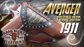 Making an Avenger Style 1911 Holster with Snakeskin Inset and Milled Leather Liner ASMR Leathercraft