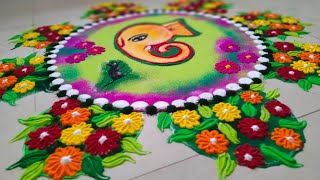 Ganesh Rangoli | Easy Ganpati Rangoli | Simple Ganesha Festival Rangoli Designs