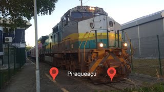 Viagem no Trem Vitória a Minas - Chegada e saída da estação Piraqueaçu