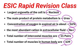 ESIC Staff Nurse Rapid Revision Class | Golden Key Points based on Previous year paper |