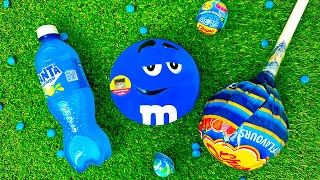 Satisfying Video Unboxing Blue Lollipop Candy with Yummy Sweets Cutting ASMR M&M'S