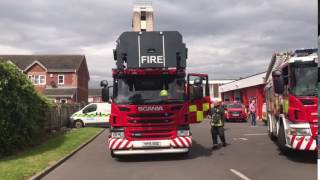 South Yorkshire Fire & Rescue turntable ladder light demo