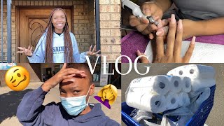 SELF-CARE VLOG|DYING MY HAIR GONE WRONG😑|TAKING DOWN MY BRAIDS🥴|GETTING MY NAILS💅🏾|BACK TO PTA🥳