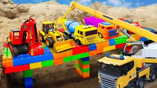 Bridges construction with LEGOs with dump trucks, excavators, and fire trucks | Kudo Kids Toys