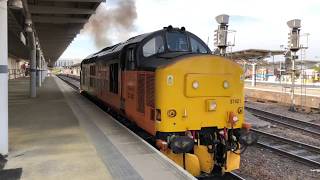 Colas rail class 37 locomotive 37421 grows away form derby working 0Z37 to Nuneaton