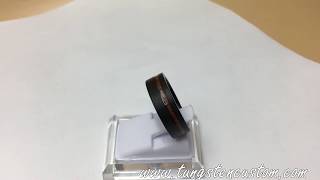 Tungsten Carbide  Brushed Rings Black Koa Wood Slice Inlay,Flat Edged  Ring,Comfort Fit Wedding Band