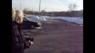 SMOKIN HOT BLONDE GIRL FIRST TIME!!!! Drives 6s Brushless Traxxas E-MAXX 2200kv !!!!