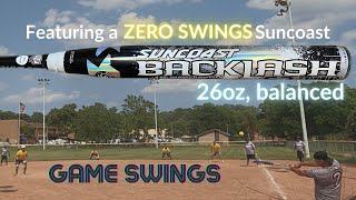 GAME SWINGS with a ZERO SWING 2023 Suncoast Backlash 26oz balanced, for ASA