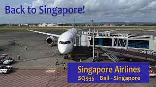 Singapore Airlines Economy Class | SQ935 Denpasar-Bali to Singapore | Boeing 787 Dreamliner Flight