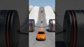 Chained Bollards Trap vs Cars Crash - BeamNG Drive  #beamngdrive