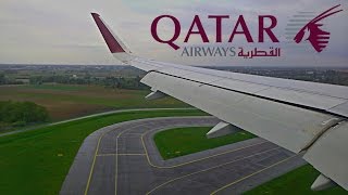 Landing at Warsaw Chopin Airport on Qatar Airways flight