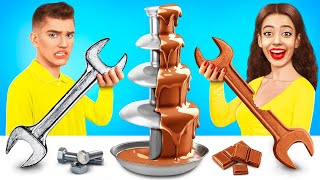 Chocolate Fountain Fondue Challenge | Eating Only Chocolate 24 Hours by RATATA POWER