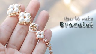 Pearl bracelet making. Wedding beaded bracelet (tutorial)