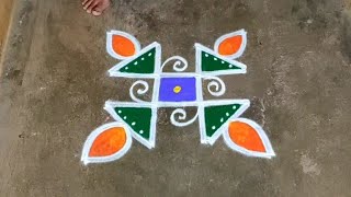 Vaigasi madham colour kolam designs|4 dots pandaga muggulu|color rangoli|vilakku kolam|poo kolam