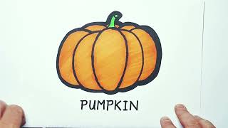 How to Draw a Orange Pumpkin in Timelapse Format Video is to draw and colour along to for children.