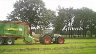 Loonbedrijf Broekx gras oprapen met Fendt en Strautmann