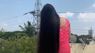 Silky Long Hair combing in sunlight #anaamika #longhair #silky #combing