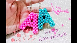 طريقة عمل حرف/A/بالخرز مع شرح الغرزة الرباعية how to make letter/ A /from beads with Nona handmade