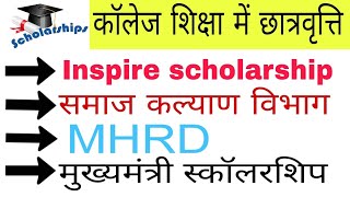 Inspire | MHRD | समाज कल्याण विभाग | मुख्यमंत्री स्कॉलरशिप योजना योग्यता , आवेदन प्रक्रिया , Amount