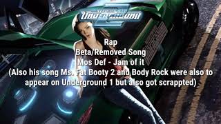 Need For Speed Underground 2 Removed Songs