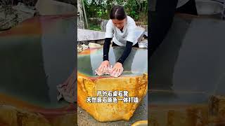 High-end and classy outdoor gold-clad jade tables and chairs #viralvideo #stoneart #youtubeshorts