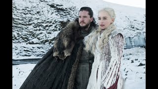 Jon and Daenerys flying on dragons and kissing | Game of Thrones S08E01