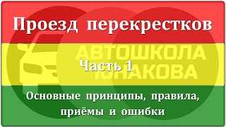 ПДД. Проезд перекрёстков.  Часть 1. Основные принципы, правила, приёмы и ошибки.