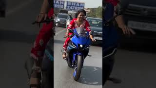 R15v3 Vs R15v4 riding video || girl bike riding || girl bike rider || princi sanju 99 bike riding