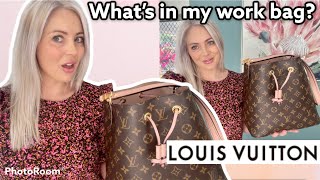 WHATS IN MY DESIGNER LOUIS VUITTON NEONOE BAG FOR WORK | Billie Luxe