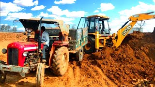 Jcb 3DX Xpert Backhoe loading Field Mud |Massey 241&1035 Tractor trolley| John Deere Tractor Trolley