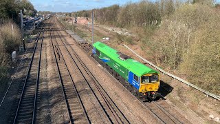 GB Railfreight class 66, HS2 green 66796 passing Hitchin - 17/03/22