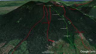 Jalur Cipanas, Cianjur ke Surya Kencana, Kawah Gede | Gunung Gede Pangrango (Google Earth View)