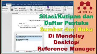 Cara Mudah Membuat Sitasi/Kutipan Dan Daftar Pustaka Sumber Dari Buku di Mendeley Desktop Terbaru