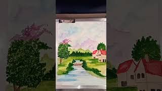 #scenery# painting🎨 without using#pencil only with#paint and like #subscribe #shortvideo #viral