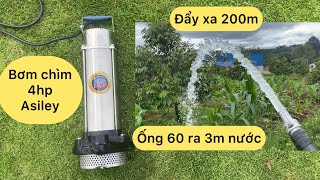 Bơm chìm 4hp 1pha 220v đẩy xa 200m ống 60 nước ra rất là mạnh . Chuyên bơm tưới caffe