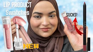 HUDA BEAUTY Lip Products Swatches: Power Bullet Lipsticks, Liquid Matte, Faux Filler & Lip Contour