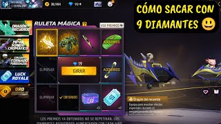 Intentando sacar la nueva ruleta mágica EMOTE DRAGÓN DEL RECUERDO con 9 diamantes en free fire