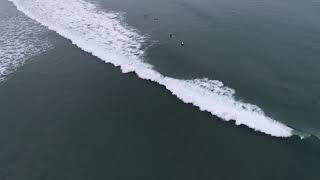 Flight over North Bolsa Chica, lots of surfing