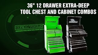 OEMTOOLS 36" 12 Drawer Extra-Deep Tool Chest and Cabinet Combos