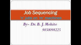 Job sequencing  n jobs on m  Machines